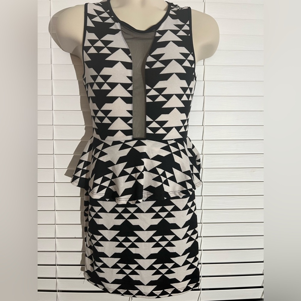 White and black pattern dress